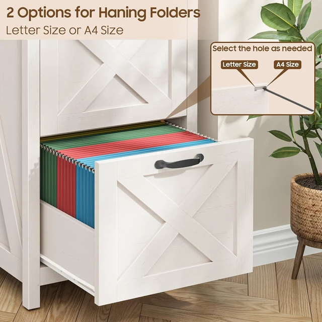 Alt view image 5 of 7 - Farmhouse File Cabinet with 3 Drawers for Home Office, Rustic White
