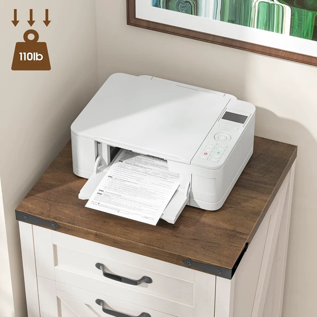 Alt view image 6 of 7 - Farmhouse File Cabinet with 3 Drawers for Home Office, Rustic White