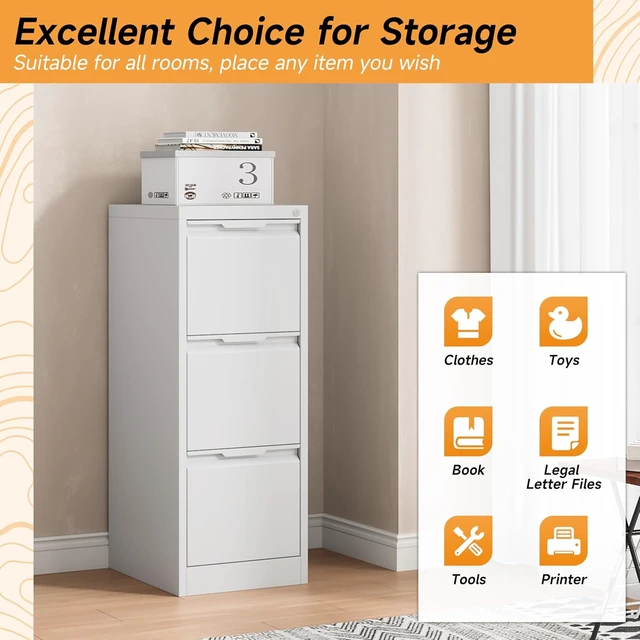 Alt view image 4 of 7 - 3 Drawer Metal File Cabinet with Lock