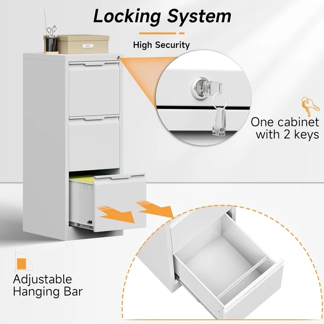 Alt view image 6 of 7 - 3 Drawer Metal File Cabinet with Lock