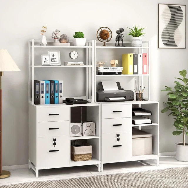 Alt view image 2 of 7 - Vertical File Cabinet with Charging Station for Home Office