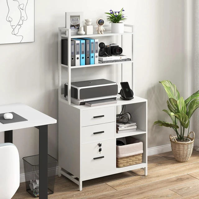 Alt view image 7 of 7 - Vertical File Cabinet with Charging Station for Home Office