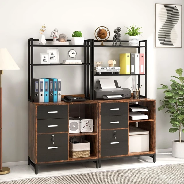 Alt view image 2 of 7 - Filing Cabinet with Charging Station & Shelves