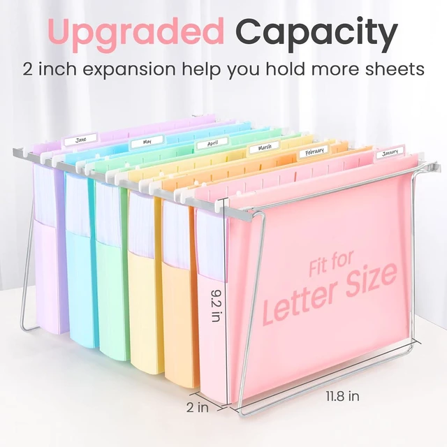 Alt view image 2 of 7 - Extra Capacity Plastic Hanging File Folders, 2" Expansion Organizer