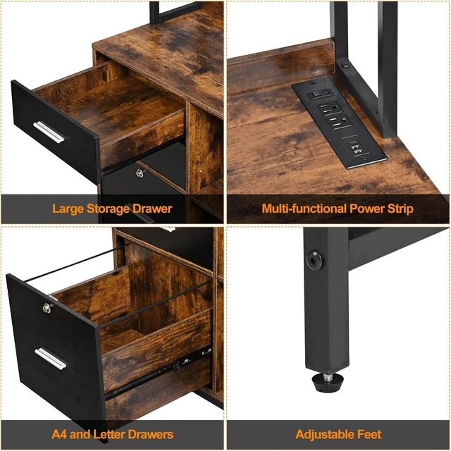 Alt view image 7 of 7 - Filing Cabinet with Charging Station & Shelves
