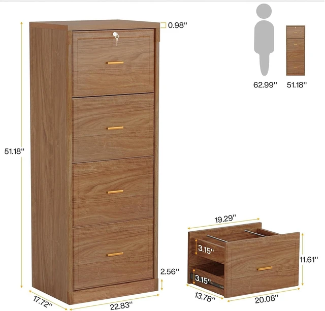 Alt view image 2 of 7 - 4 Drawer File Cabinet with Lock for Home Office