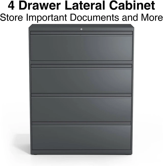 Alt view image 4 of 7 - 4-Drawer Lateral File, 42 by 18-5/8 by 52-1/2-Inch, Charcoal
