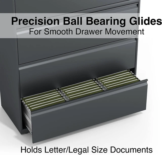 Alt view image 5 of 7 - 4-Drawer Lateral File, 42 by 18-5/8 by 52-1/2-Inch, Charcoal