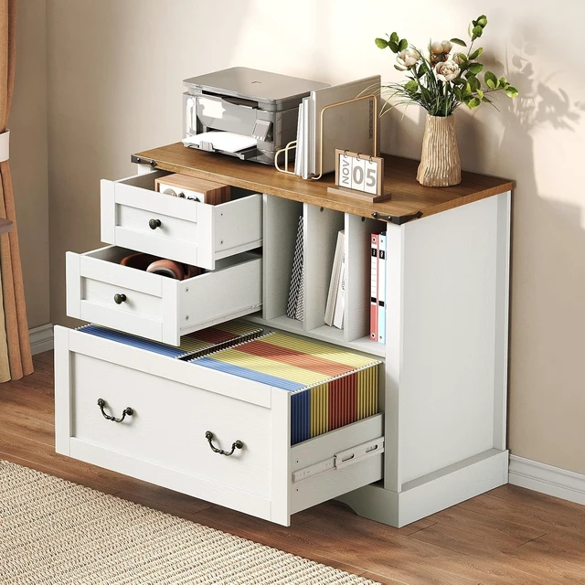 Alt view image 3 of 7 - Farmhouse File Cabinet with 3 Drawers for Home Office