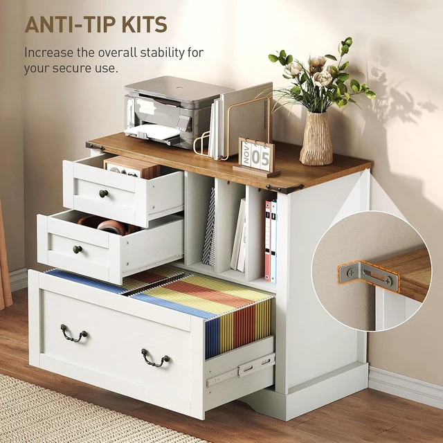 Alt view image 7 of 7 - Farmhouse File Cabinet with 3 Drawers for Home Office