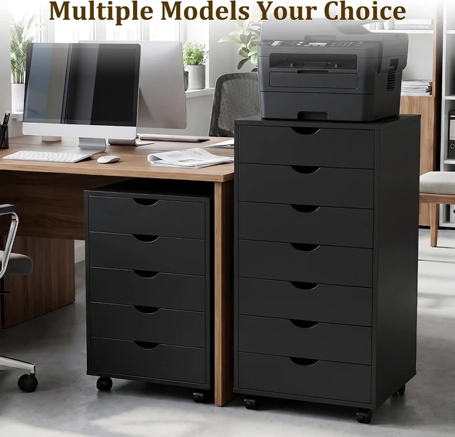 Alt view image 4 of 7 - 7 Drawer Rolling Office Storage File Cabinet, Black