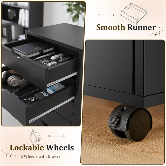 Alt view image 7 of 7 - 7 Drawer Rolling Office Storage File Cabinet, Black