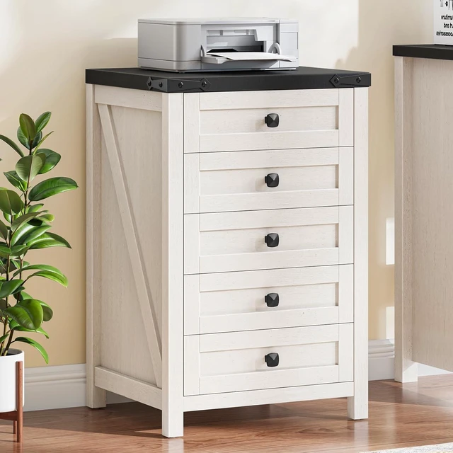 Main image of Small 5 Drawer Farmhouse Vertical Filing Cabinet