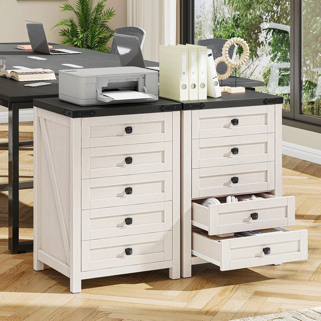 Alt view image 4 of 7 - Small 5 Drawer Farmhouse Vertical Filing Cabinet