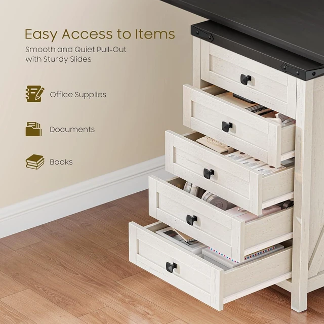 Alt view image 5 of 7 - Small 5 Drawer Farmhouse Vertical Filing Cabinet