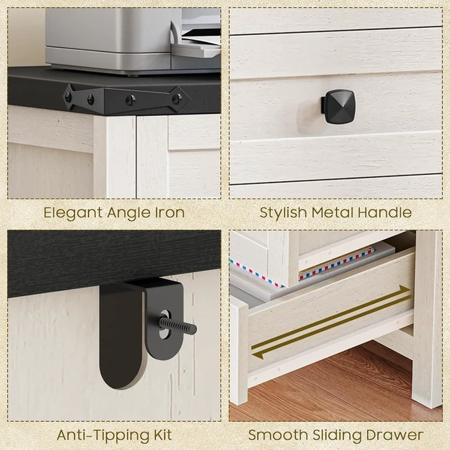 Alt view image 7 of 7 - Small 5 Drawer Farmhouse Vertical Filing Cabinet