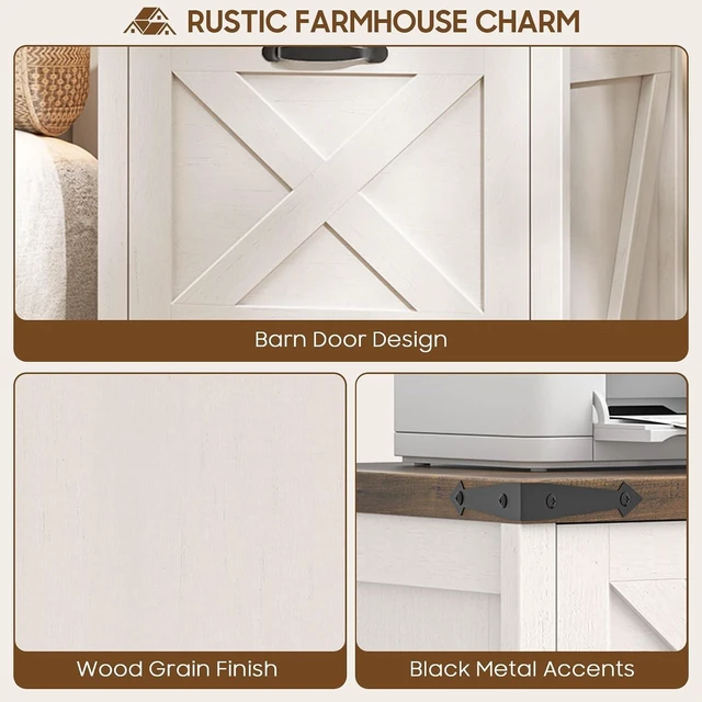 Alt view image 7 of 7 - 2 Drawer Farmhouse File Cabinet for Home Office, Rustic White