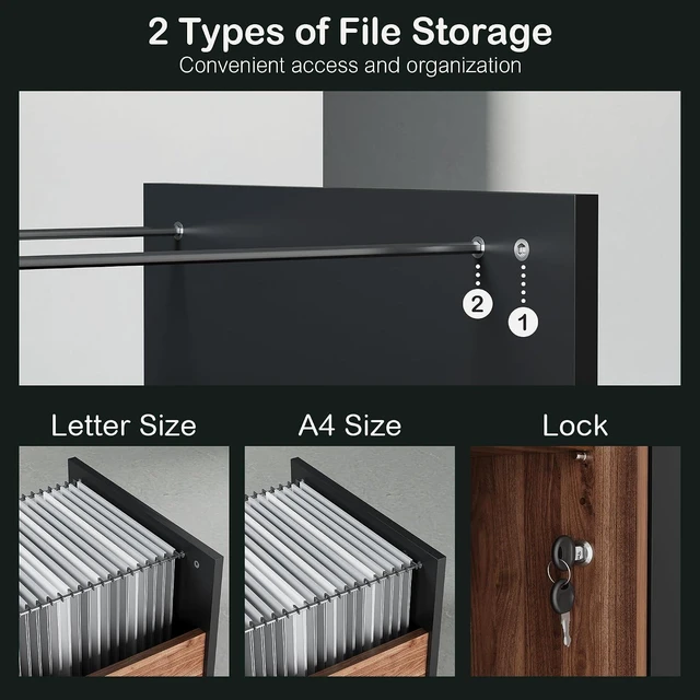 Alt view image 6 of 7 - Lateral 2 Drawer File Cabinet with Lock for Home Office
