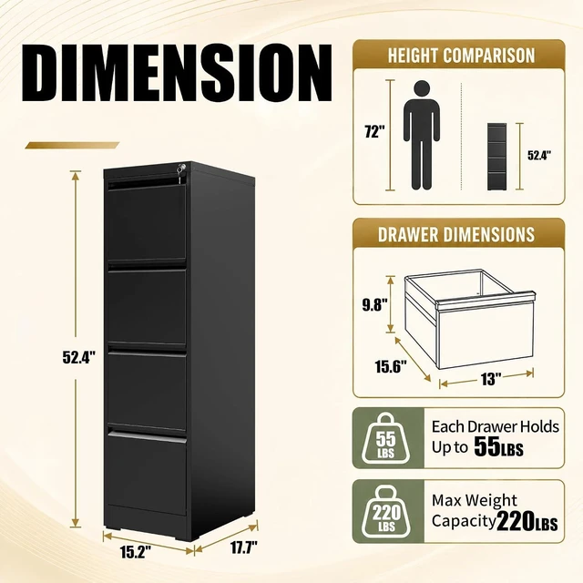 Alt view image 3 of 7 - 4 Drawer Vertical Filing Cabinet for Home Office