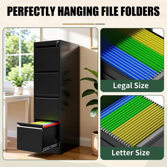 Alt view image 5 of 7 - 4 Drawer Vertical Filing Cabinet for Home Office