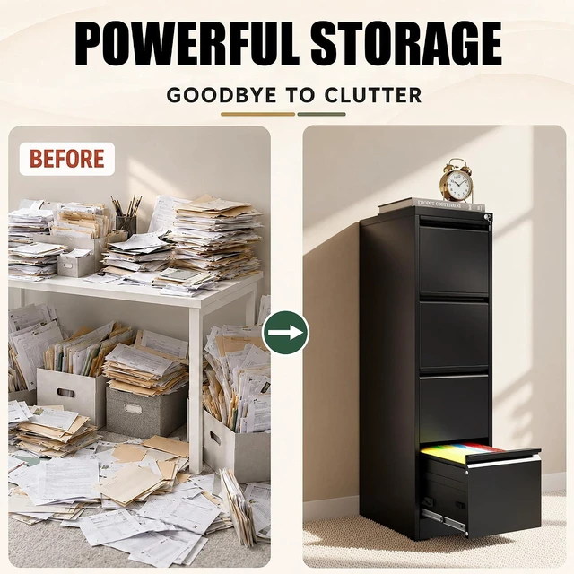 Alt view image 6 of 7 - 4 Drawer Vertical Filing Cabinet for Home Office