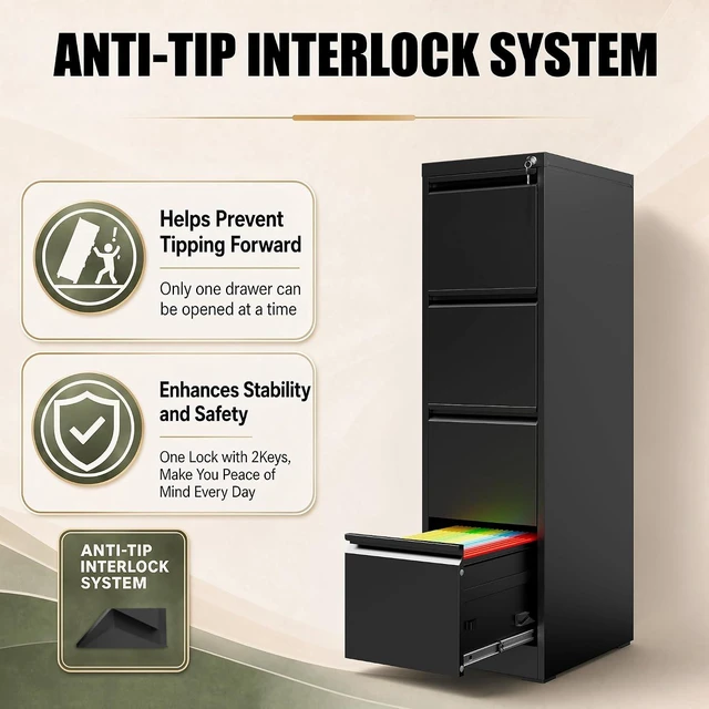 Alt view image 7 of 7 - 4 Drawer Vertical Filing Cabinet for Home Office