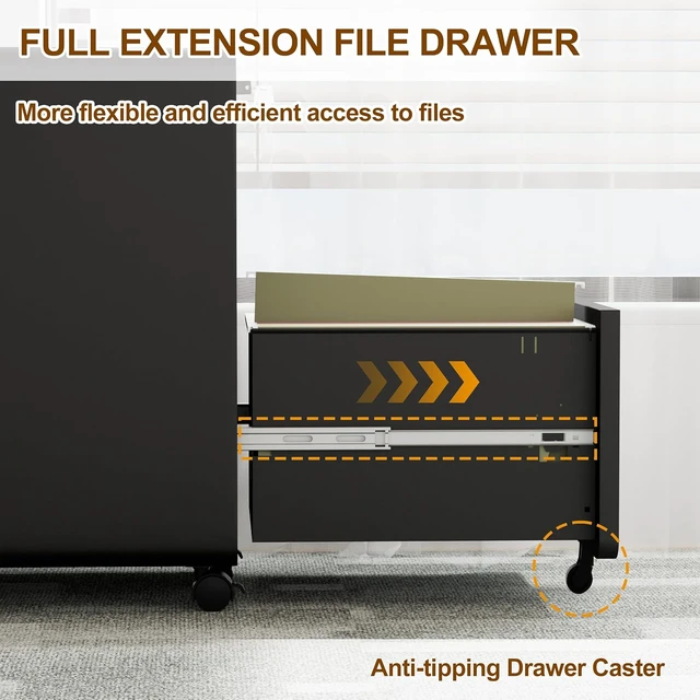 Alt view image 5 of 7 - 2 Drawer Mobile File Cabinet with Lock & 4 Keys
