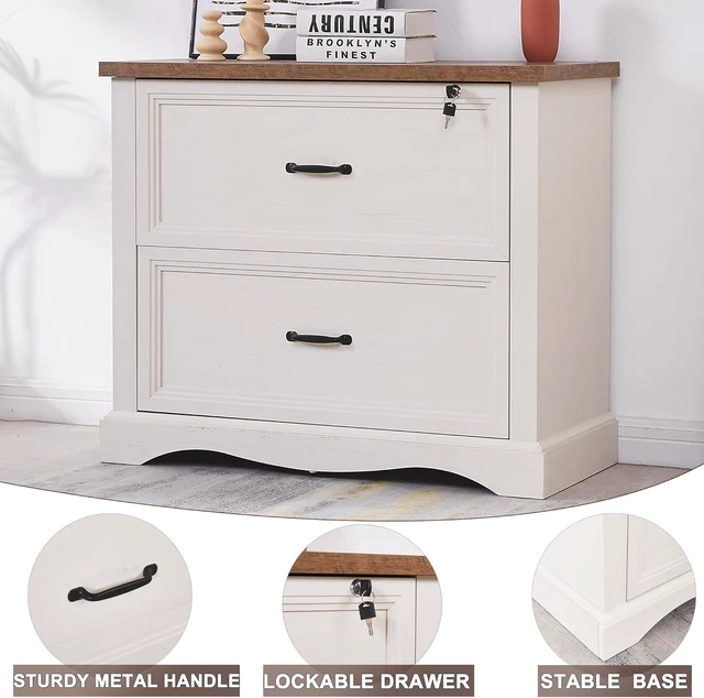Alt view image 5 of 7 - 34.6" Farmhouse File Cabinet Wood Cabinet with Hanging File Folders, Top Drawer Lockable, Lateral for Letter/Legal/A4 Size (1)