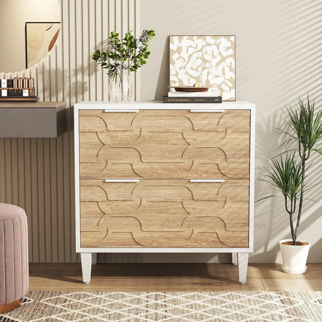 Alt view image 4 of 7 - 2-Drawer Lateral File Cabinet A4/Letter/Legal Office Storage Cabinet & Printer Stand with Storage Drawer, White & Walnut