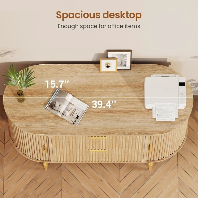 Alt view image 5 of 7 - Fluted 2 Drawer File Cabinet with 2 Sliding Doors for Home Office
