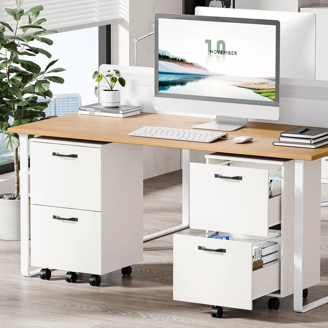 Alt view image 6 of 7 - 2-Drawer Small Rolling File Cabinet, White