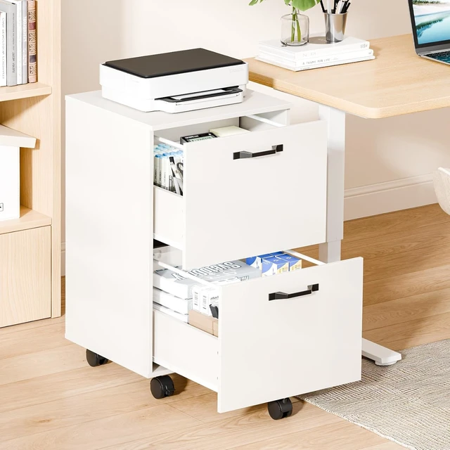 Alt view image 7 of 7 - 2-Drawer Small Rolling File Cabinet, White