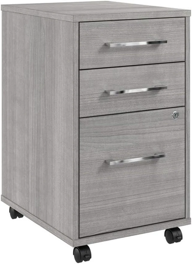 Main image of Bush Business Furniture Studio C 3 Drawer Mobile File Cabinet in Natural Elm Assembled Rolling Document Storage for Home or Professional Office