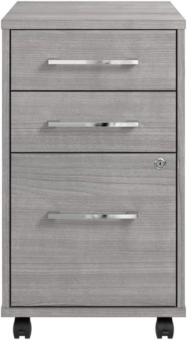 Alt view image 4 of 7 - Bush Business Furniture Studio C 3 Drawer Mobile File Cabinet in Natural Elm Assembled Rolling Document Storage for Home or Professional Office