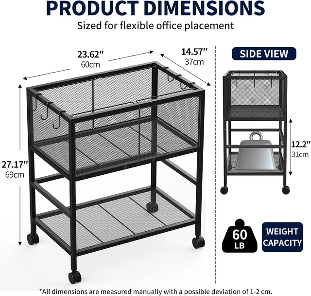 Alt view image 3 of 7 - Mobile Rolling File Cart with 360° Wheels for Home Office
