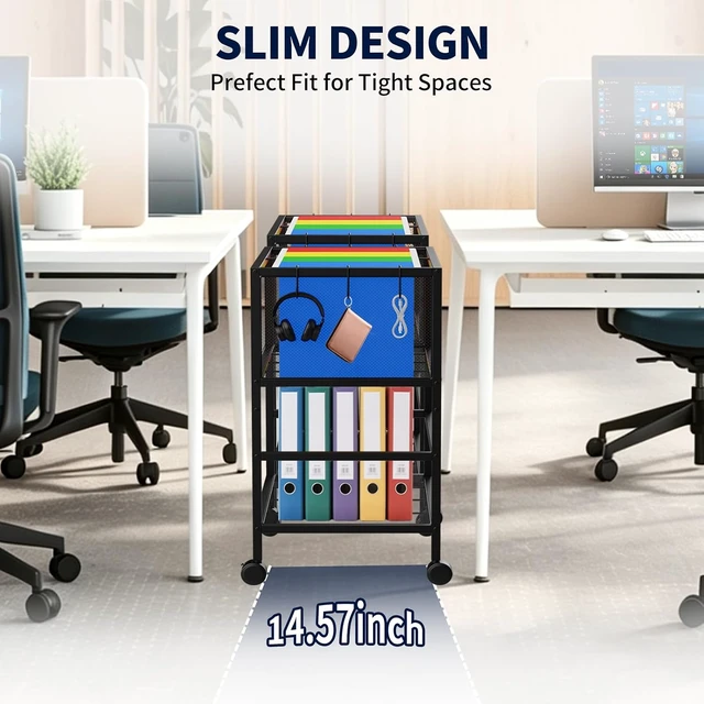 Alt view image 4 of 7 - Mobile Rolling File Cart with 360° Wheels for Home Office