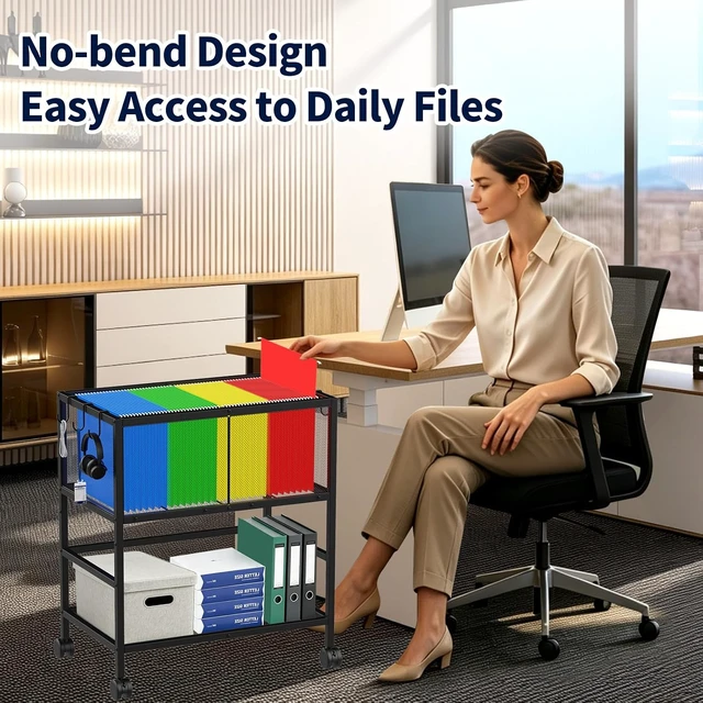 Alt view image 7 of 7 - Mobile Rolling File Cart with 360° Wheels for Home Office