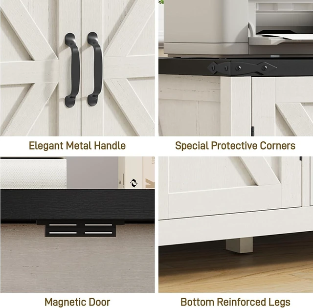 Alt view image 7 of 7 - Farmhouse Lateral File Cabinet with Doors, White & Black