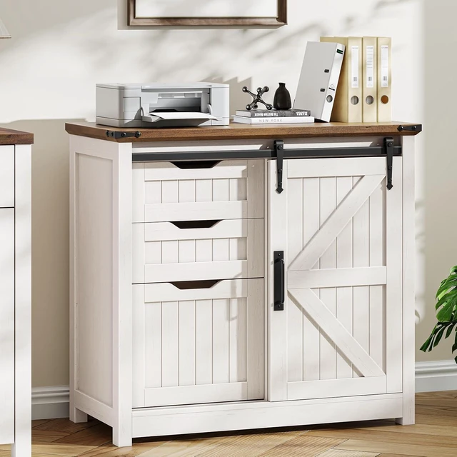 Main image of Off White Lateral Filing Cabinet with Adjustable Shelf