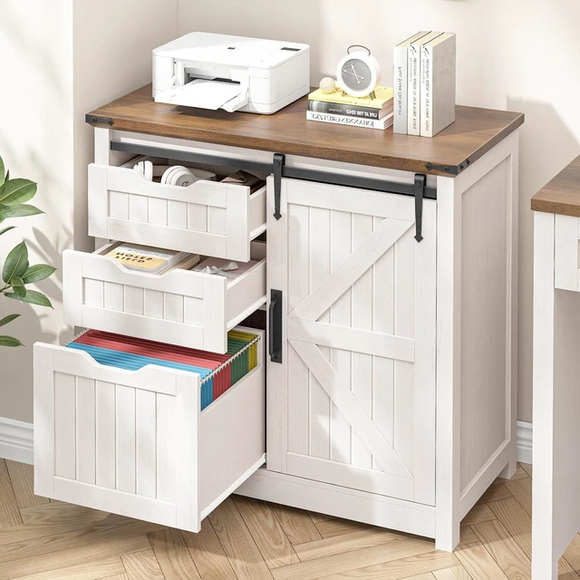 Alt view image 3 of 7 - Off White Lateral Filing Cabinet with Adjustable Shelf