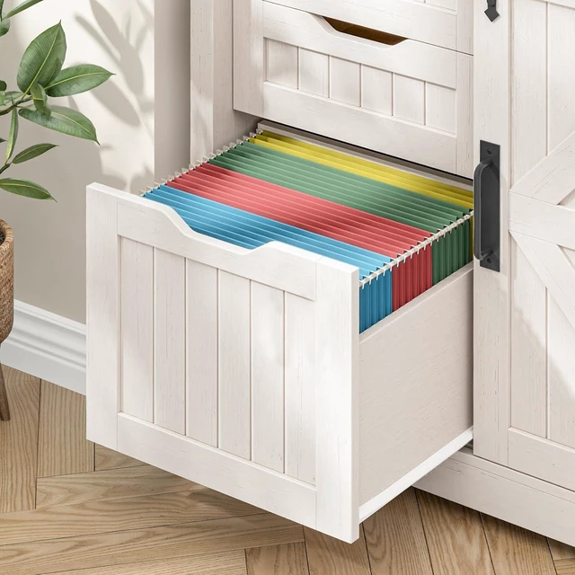 Alt view image 5 of 7 - Off White Lateral Filing Cabinet with Adjustable Shelf