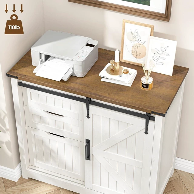 Alt view image 7 of 7 - Off White Lateral Filing Cabinet with Adjustable Shelf