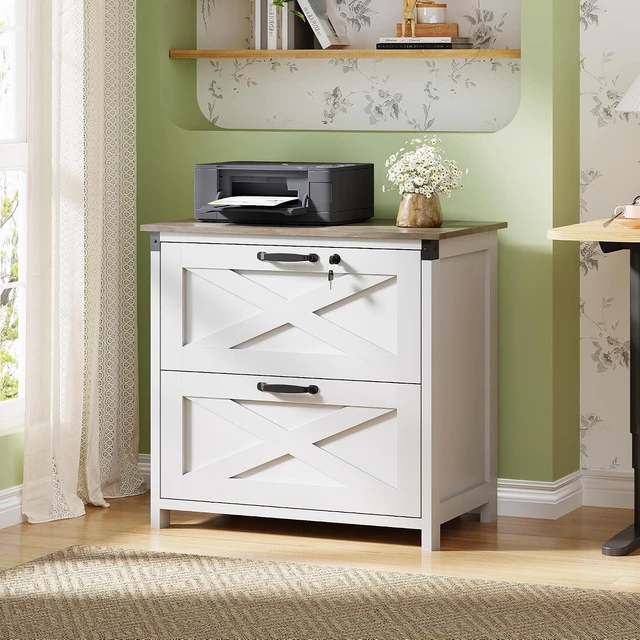 Alt view image 2 of 7 - White 2-Drawer Lateral File Cabinet with Lock