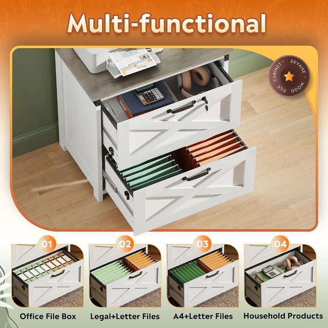 Alt view image 4 of 7 - White 2-Drawer Lateral File Cabinet with Lock