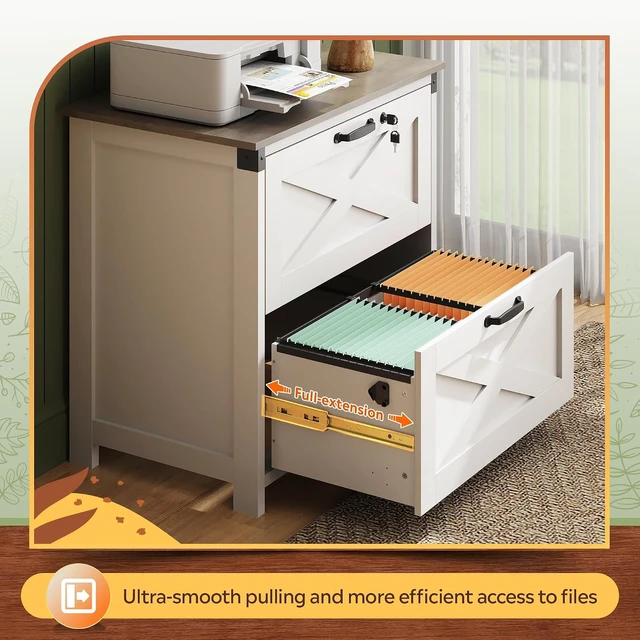 Alt view image 5 of 7 - White 2-Drawer Lateral File Cabinet with Lock