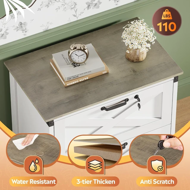 Alt view image 6 of 7 - White 2-Drawer Lateral File Cabinet with Lock