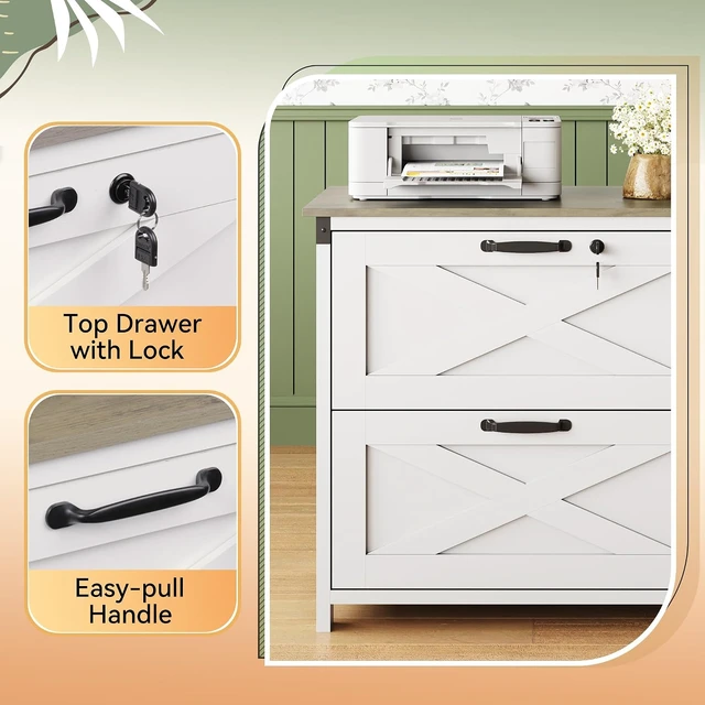 Alt view image 7 of 7 - White 2-Drawer Lateral File Cabinet with Lock