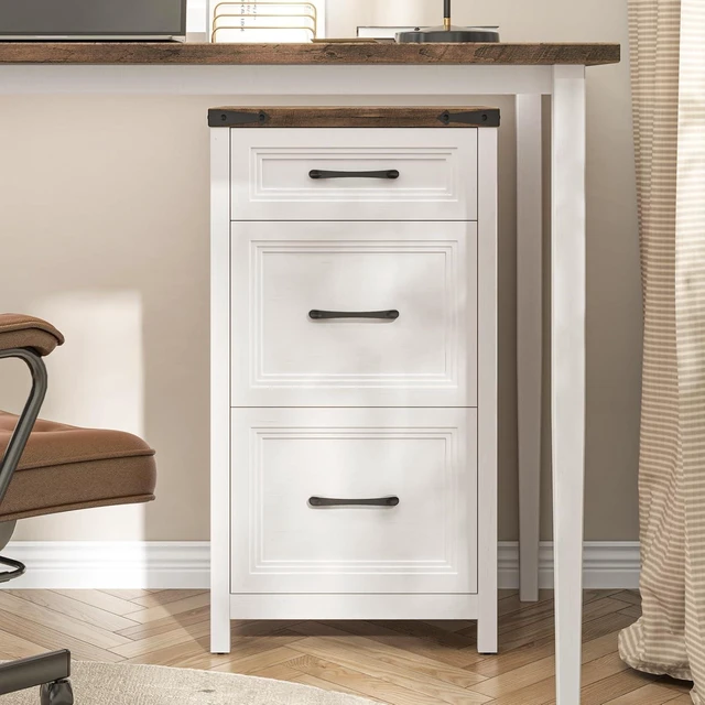 Alt view image 4 of 7 - 3 Drawer Farmhouse Vertical File Cabinet, Rustic White