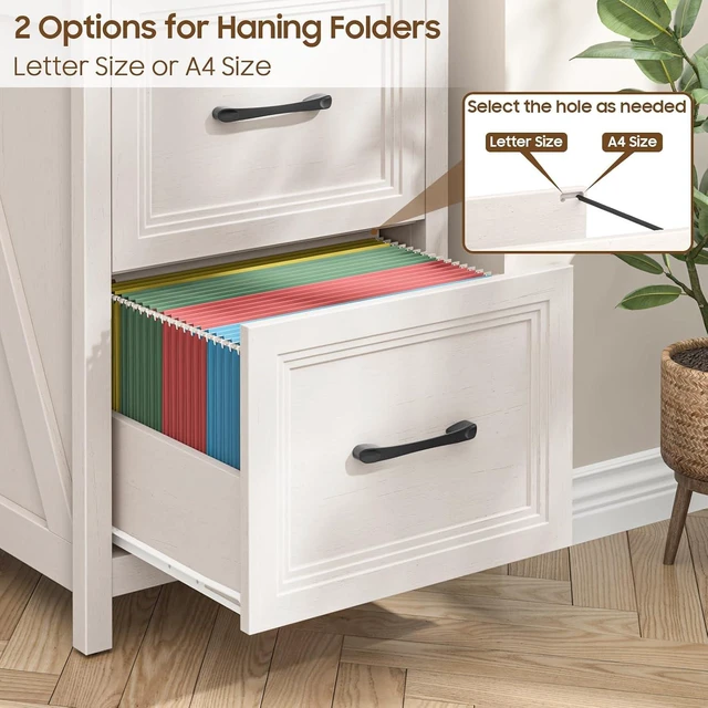 Alt view image 6 of 7 - 3 Drawer Farmhouse Vertical File Cabinet, Rustic White