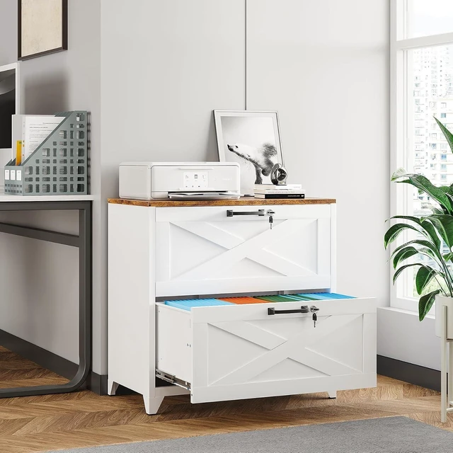 Alt view image 7 of 7 - 2 Drawer Metal Lateral File Cabinet with Lock Steel Cabinet for A4 Legal/Letter Size, Lockable Wide, Home Office, Assembly Required